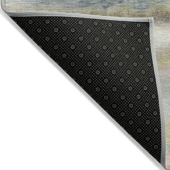 8' X 10' Gold Gray And Ivory Striped Washable Indoor Outdoor Area Rug