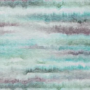 5' X 8' Teal Blue Plum And Ivory Striped Washable Indoor Outdoor Area Rug