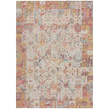 3' X 5' Pink And Ivory Patchwork Washable Indoor Outdoor Area Rug