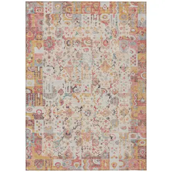 3' X 5' Pink And Ivory Patchwork Washable Indoor Outdoor Area Rug