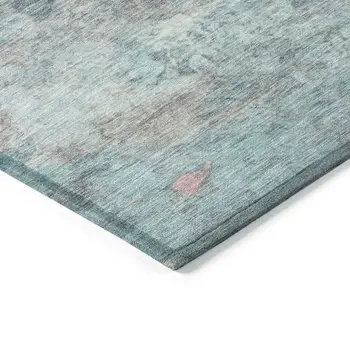 3' X 5' Aqua And Beige Abstract Washable Indoor Outdoor Area Rug