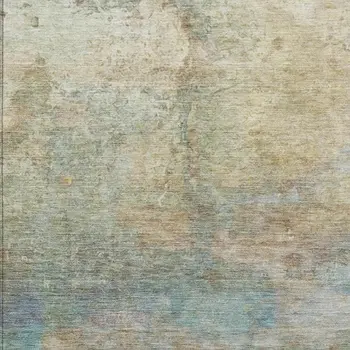 5' X 8' Wheat Sky Blue And Beige Abstract Washable Indoor Outdoor Area Rug