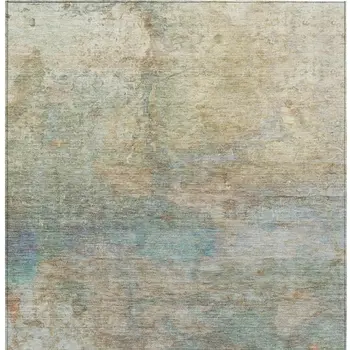 9' X 12' Wheat Sky Blue And Beige Abstract Washable Indoor Outdoor Area Rug