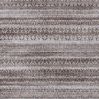 8' X 10' Brown And Beige Striped Washable Indoor Outdoor Area Rug