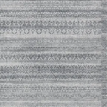 3' X 5' Gray And Silver Striped Washable Indoor Outdoor Area Rug