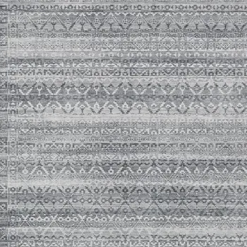 5' X 8' Gray And Silver Striped Washable Indoor Outdoor Area Rug