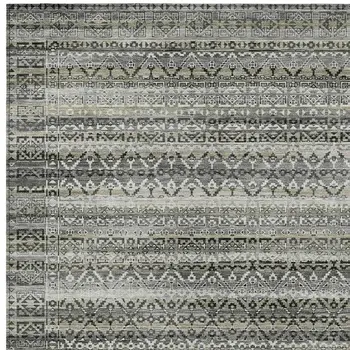 5' X 8' Pewter And Charcoal Striped Washable Indoor Outdoor Area Rug