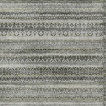 10' X 14' Pewter And Charcoal Striped Washable Indoor Outdoor Area Rug