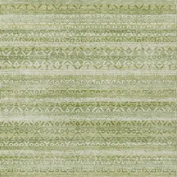 3' X 5' Sage And Ivory Striped Washable Indoor Outdoor Area Rug