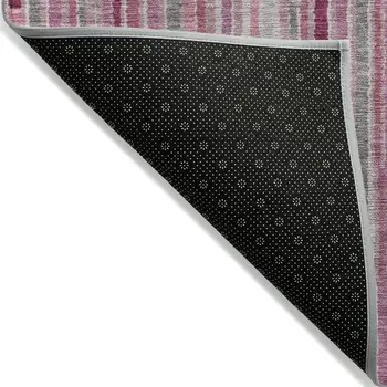 5' X 8' Blush And Ivory Striped Washable Indoor Outdoor Area Rug