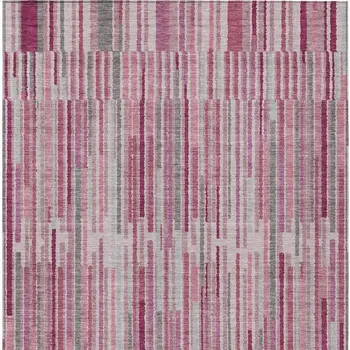 8' X 10' Blush And Ivory Striped Washable Indoor Outdoor Area Rug