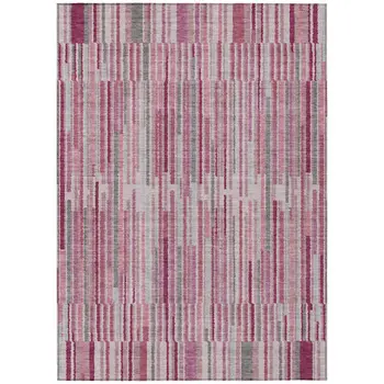 10' X 14' Blush And Ivory Striped Washable Indoor Outdoor Area Rug