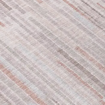 5' X 8' Coral And Beige Striped Washable Indoor Outdoor Area Rug