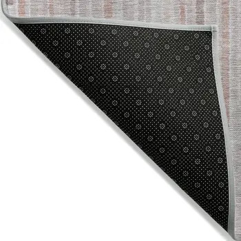 9' X 12' Coral And Beige Striped Washable Indoor Outdoor Area Rug