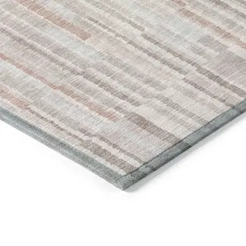 9' X 12' Coral And Beige Striped Washable Indoor Outdoor Area Rug