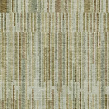 3' X 5' Khaki And Olive Green Striped Washable Indoor Outdoor Area Rug
