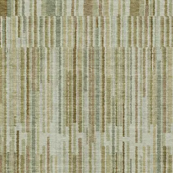 8' X 10' Khaki And Olive Green Striped Washable Indoor Outdoor Area Rug