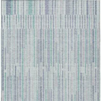 3' X 5' Mint Green And Ivory Striped Washable Indoor Outdoor Area Rug