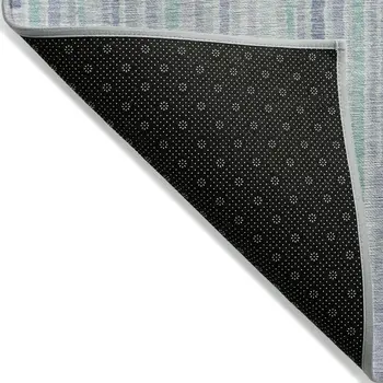5' X 8' Mint Green And Ivory Striped Washable Indoor Outdoor Area Rug