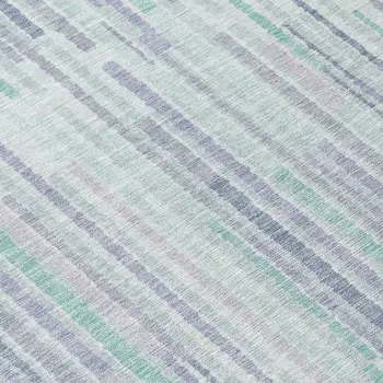 8' Mint Green And Ivory Round Striped Washable Indoor Outdoor Area Rug