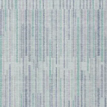 10' X 14' Mint Green And Ivory Striped Washable Indoor Outdoor Area Rug