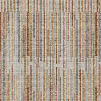 8' X 10' Rust And Ivory Striped Washable Indoor Outdoor Area Rug