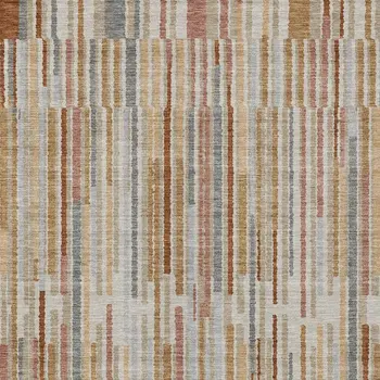 9' X 12' Rust And Ivory Striped Washable Indoor Outdoor Area Rug