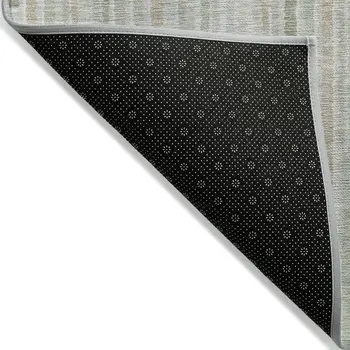8' X 10' Sage And Ivory Striped Washable Indoor Outdoor Area Rug