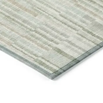 8' X 10' Sage And Ivory Striped Washable Indoor Outdoor Area Rug