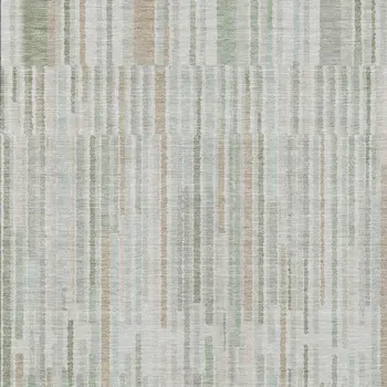 8' X 10' Sage And Ivory Striped Washable Indoor Outdoor Area Rug