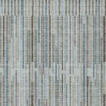 3' X 5' Teal Blue And Brown Striped Washable Indoor Outdoor Area Rug