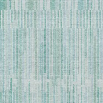 5' X 8' Turquoise And Pale Aqua Striped Washable Indoor Outdoor Area Rug