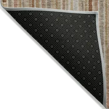 8' X 10' Terra Cotta And Beige Striped Washable Indoor Outdoor Area Rug