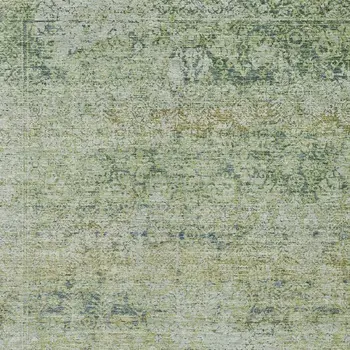 5' X 8' Artichoke Green And Ivory Abstract Washable Indoor Outdoor Area Rug
