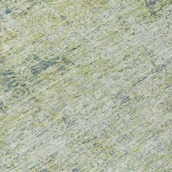8' Artichoke Green And Ivory Round Abstract Washable Indoor Outdoor Area Rug