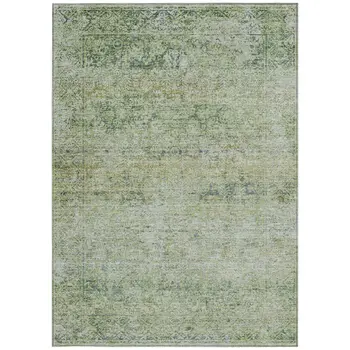 10' X 14' Artichoke Green And Ivory Abstract Washable Indoor Outdoor Area Rug