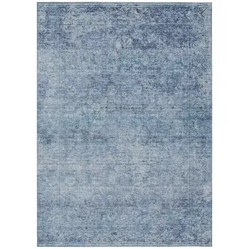 3' X 5' Blue And Ivory Abstract Washable Indoor Outdoor Area Rug