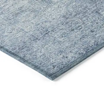 3' X 5' Blue And Ivory Abstract Washable Indoor Outdoor Area Rug