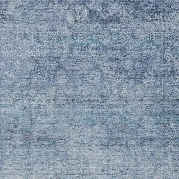 9' X 12' Blue And Ivory Abstract Washable Indoor Outdoor Area Rug