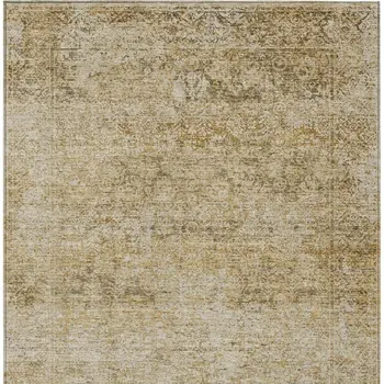 3' X 5' Copper And Beige Abstract Washable Indoor Outdoor Area Rug