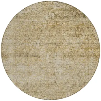 8' Copper And Beige Round Abstract Washable Indoor Outdoor Area Rug