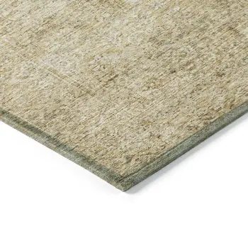 9' X 12' Copper And Beige Abstract Washable Indoor Outdoor Area Rug