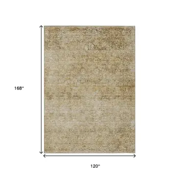 10' X 14' Copper And Beige Abstract Washable Indoor Outdoor Area Rug