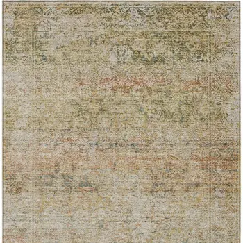 8' X 10' Gold And Beige Abstract Washable Indoor Outdoor Area Rug