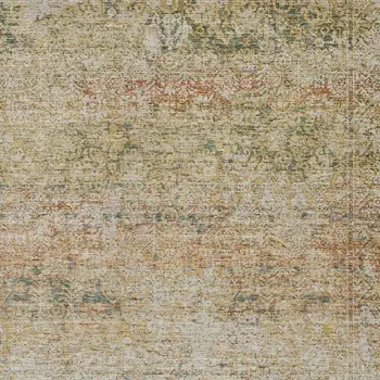 8' X 10' Gold And Beige Abstract Washable Indoor Outdoor Area Rug
