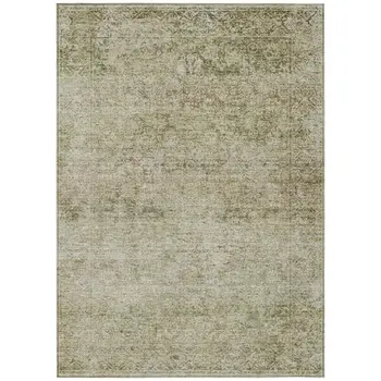 3' X 5' Sage And Beige Abstract Washable Indoor Outdoor Area Rug