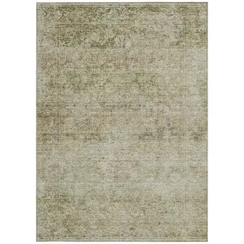 10' X 14' Sage And Beige Abstract Washable Indoor Outdoor Area Rug