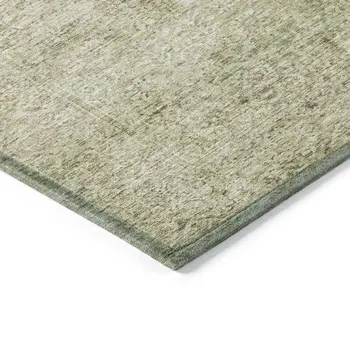 10' X 14' Sage And Beige Abstract Washable Indoor Outdoor Area Rug