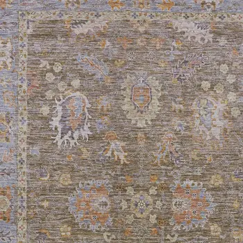 8' X 10' Brown And Lavender Floral Washable Indoor Outdoor Area Rug
