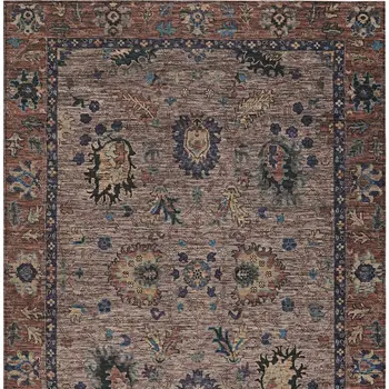 3' X 5' Brown And Beige Floral Washable Indoor Outdoor Area Rug